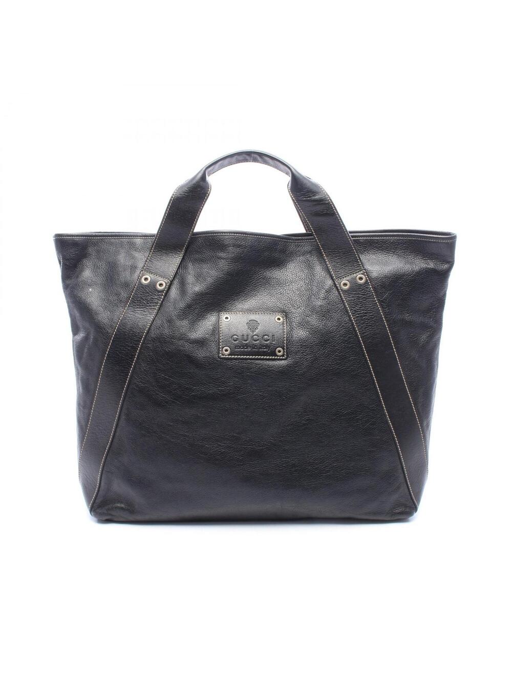 Gucci Tote Hand Bag Leather Black Used #335967G44B